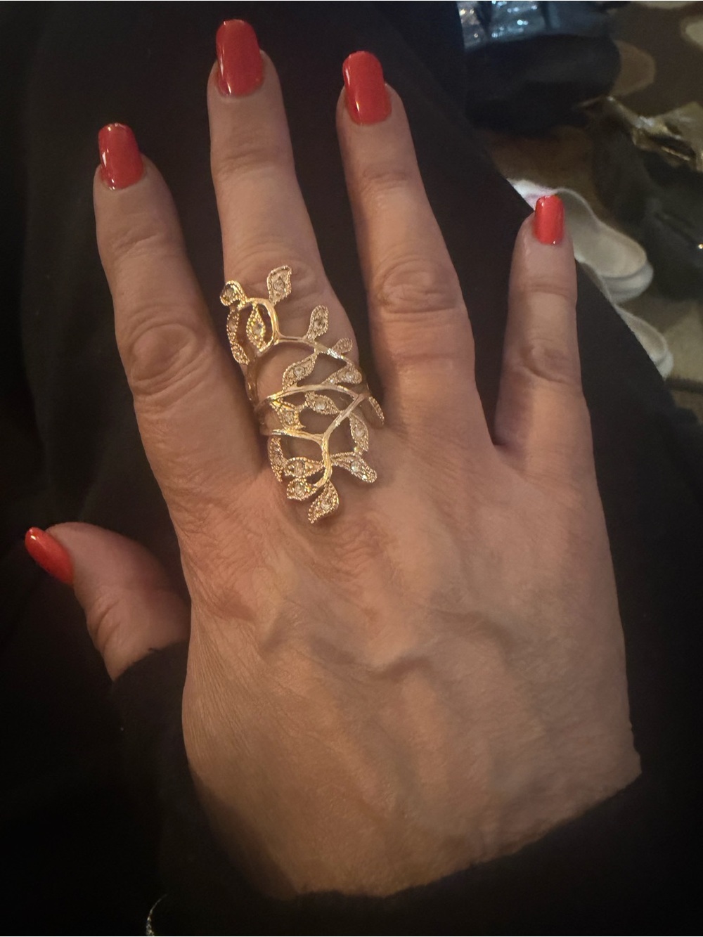 Gold Leaf Vine Statement Ring - Women's Fashion Jewelry